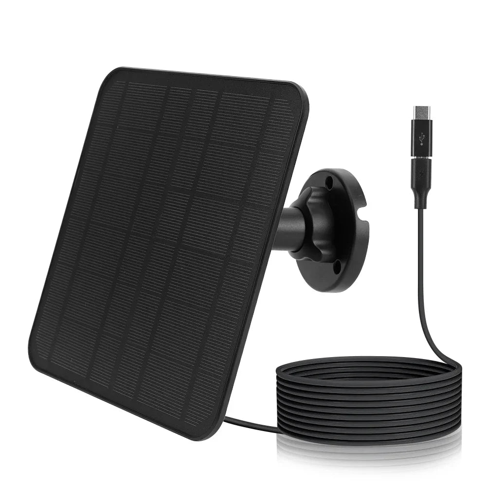 10W 5V Solar Panel Micro USB & USB-C Port Solar Charging Panel 9.8 Ft Charging Cable for Security Camera for Eufycam 3C/2C/2 Pro TechElect