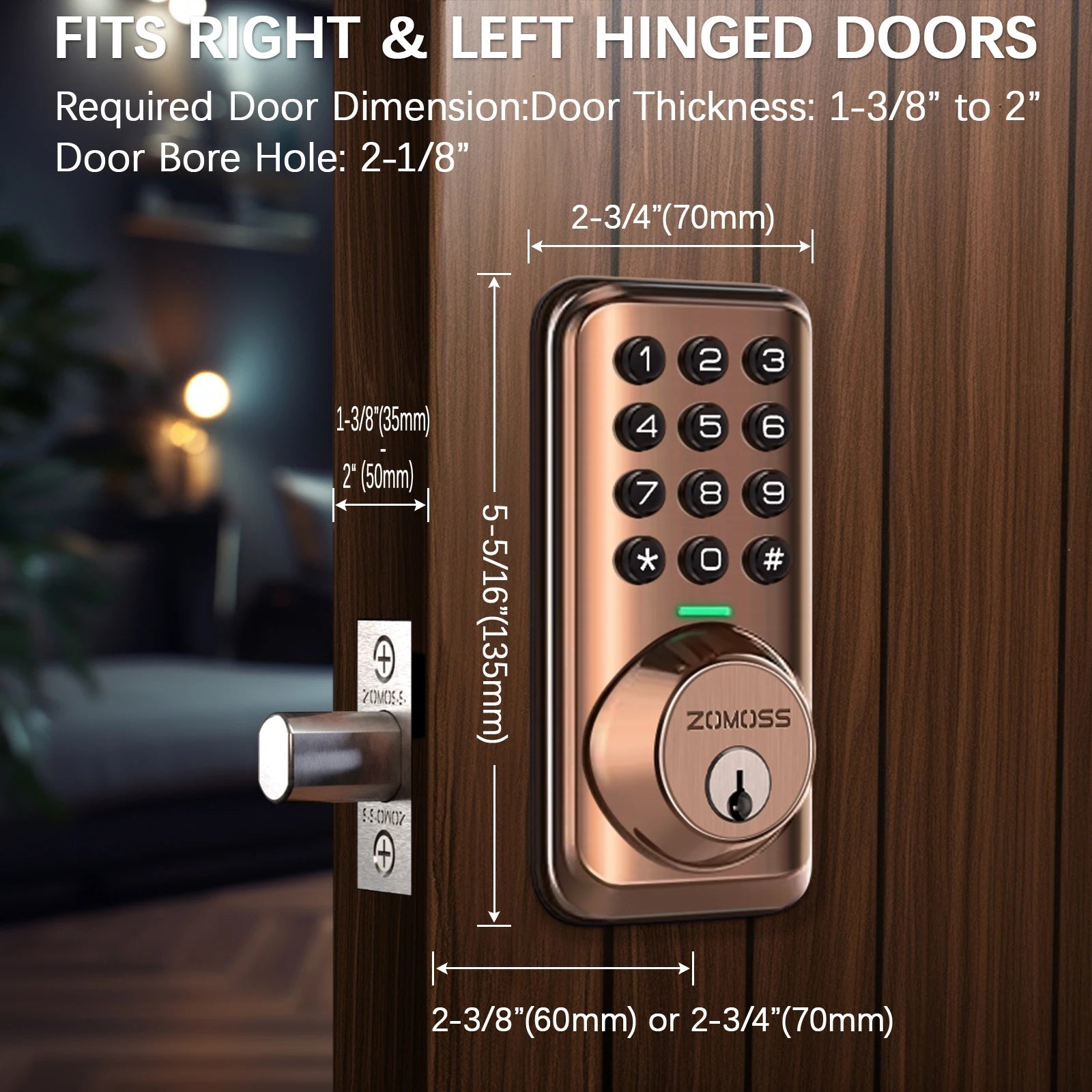 ZOMOSS Keypad Door Lock-Keyless Entry Door Lock-Smart Deadbolt Lock-Anti-Peeking Password-Auto Lock Easy To Install Techelectronicx