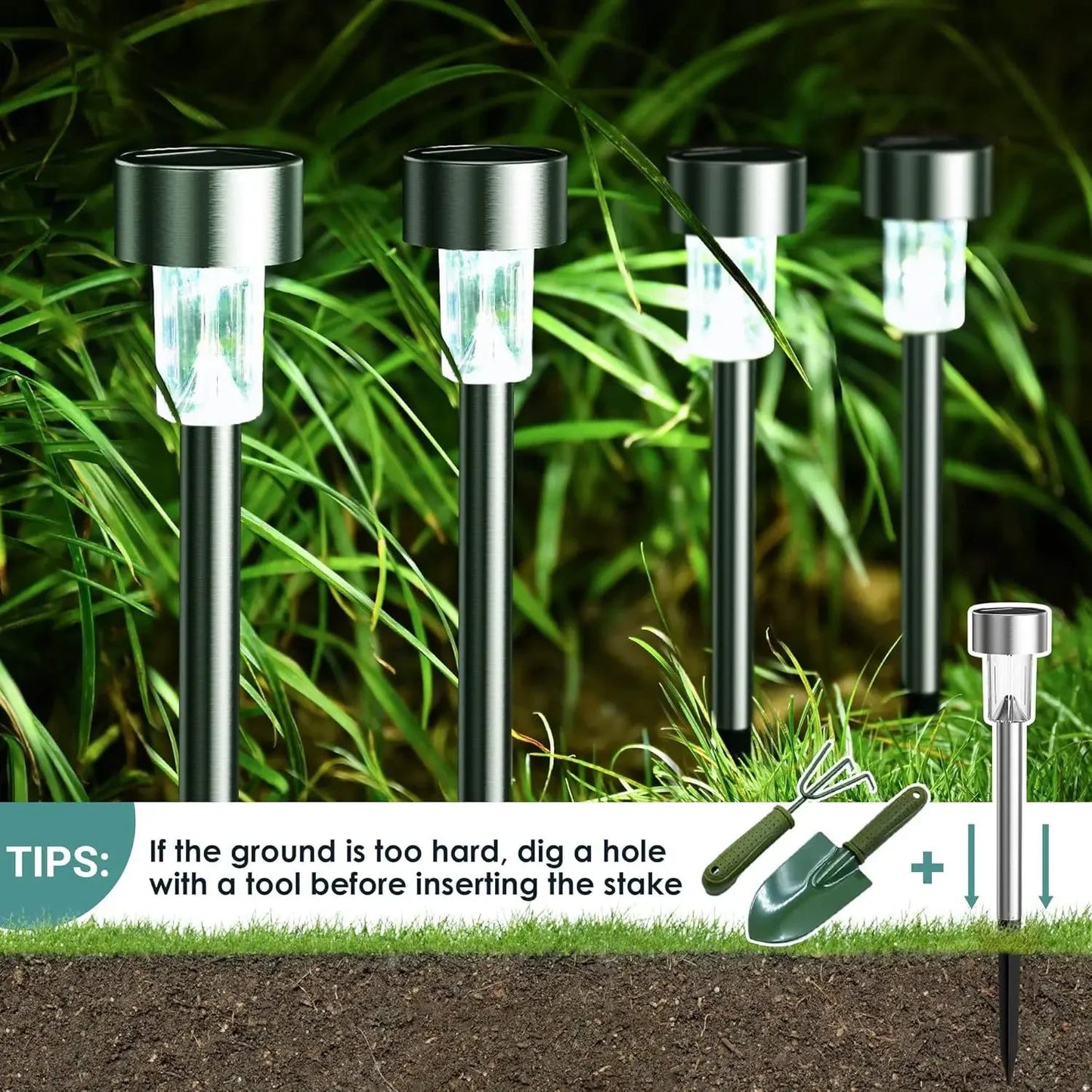 1 pcs Solar LED Outdoor Lights Garden Lamps Powered Waterproof Landscape Path Yard Backyard Lawn Patio Decorative LED Lighting TechElect
