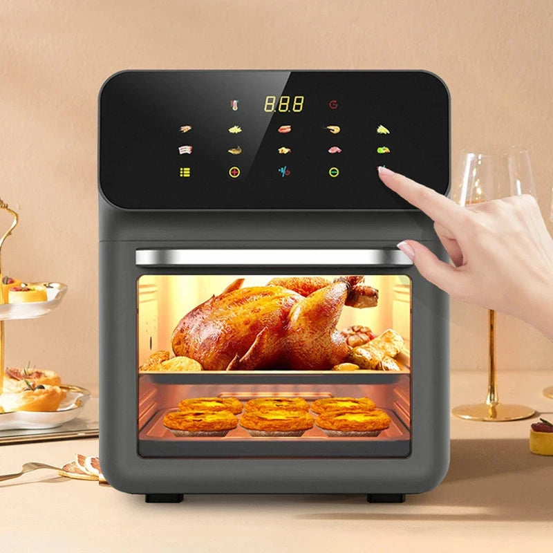 10L Large Capacity Electric Air Fryers Oil-free Automatic Household Kitchen 360°Baking Convection Oven Deep Fryer without Oil Techelectronicx