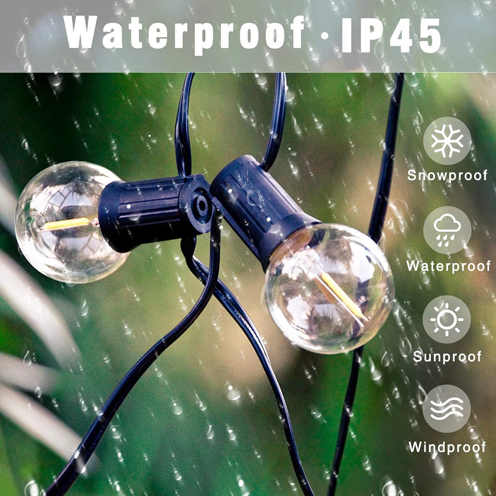 110V/220V Outdoor String Lights LED G40 Festoon Fairy Patio Garland Lamp Wedding Street Camping Garden Party Decoration Lights Techelectronicx