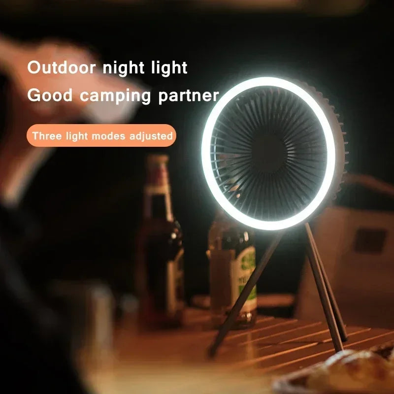 10000mAh Portable Fan Home Outdoor Camping Fan LED Lighting Tripod Stand Desktop with Power Bank Wireless Ceiling Electric Fan Techelectronicx