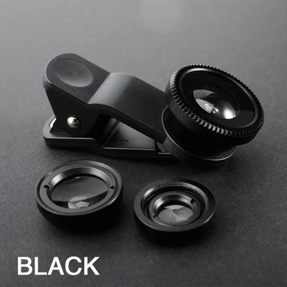 3in1 Fisheye Wide Angle Micro Camera Lens for iPhone Xiaomi Redmi 3IN1 Zoom Fish Eye Len on Smartphone Lenses with Phone Clip - TechElect