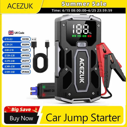 12800mAh Car Jump Starter Portable Power Bank Car Battery Booster 12V Car Starting Device for Petrol 7.0L Diesel 5.5L Techelectronicx
