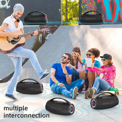 Zealot-S97 80W high power bluetooth speaker portable RGB colorful light waterproof wireless subwoofer 360 stereo surround TWS FM Techelectronicx