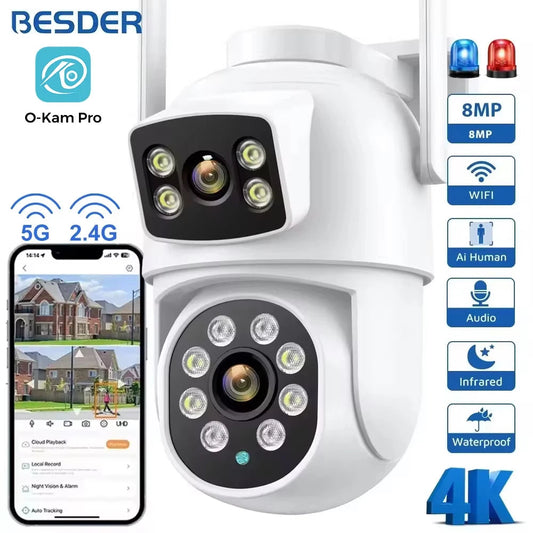 BESDER 4K 8MP Wifi Camera PTZ Outdoor Dual Screen Human Detection Dual Lenses 10MP Security Protection IP Camera Audio O-Kam Pro TechElect