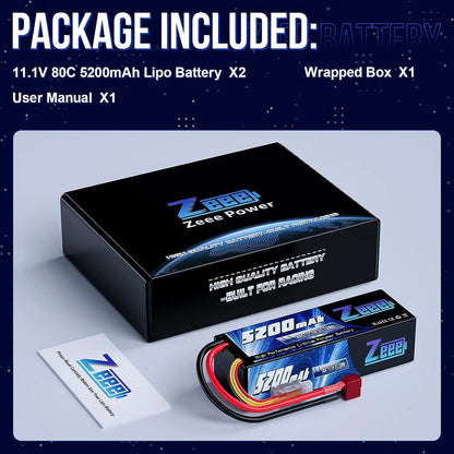 1/2pcs Zeee 3S 5200mAh Lipo Battery 11.1V 80C with T/XT60/EC3/5 Plug Hardcase for RC Car Buggy Truck FPV Drone RC Model Parts Techelectronicx