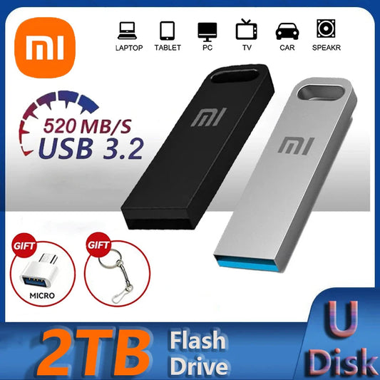 Xiaomi 2TB USB 3.2 Metal Flash Drive Super High Speed Transfer Mini U Disk Pen Drive Windows 11 Type C Memory Waterproof Disk Techelectronicx