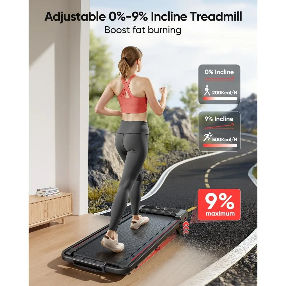 Compact 4-in-1 Folding Treadmill with Adjustable Incline, 2.5HP Motor, Dual Display, and Mute Control for Under Desk Use TechElect