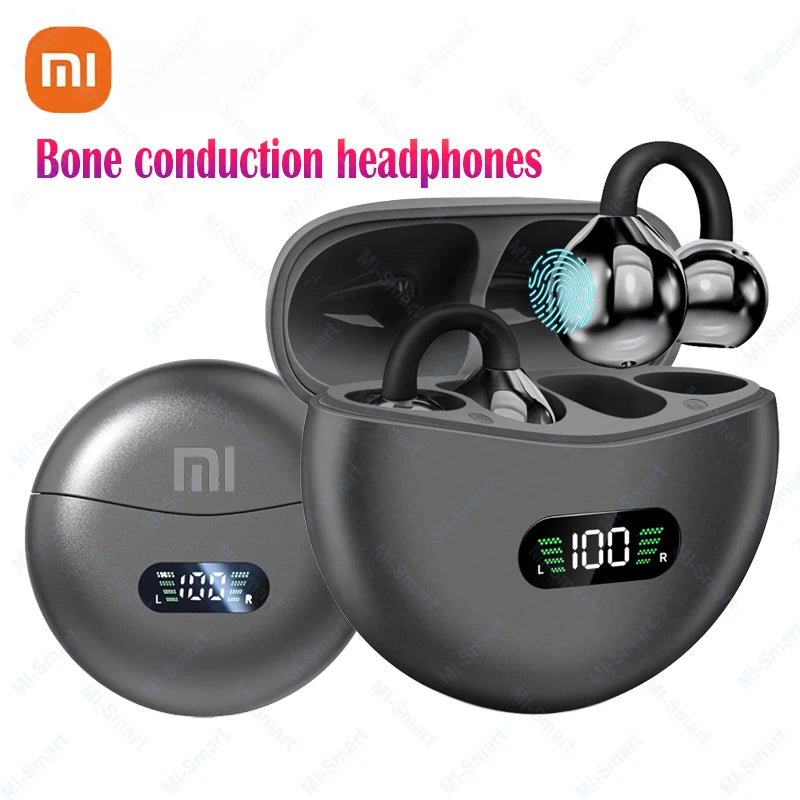 Xiaomi M79 Bone Conduction Earphones Bluetooth 5.4 Earbuds Clip on Ear Comfortable Waterproof Sport Digital Display Headsets Techelectronicx