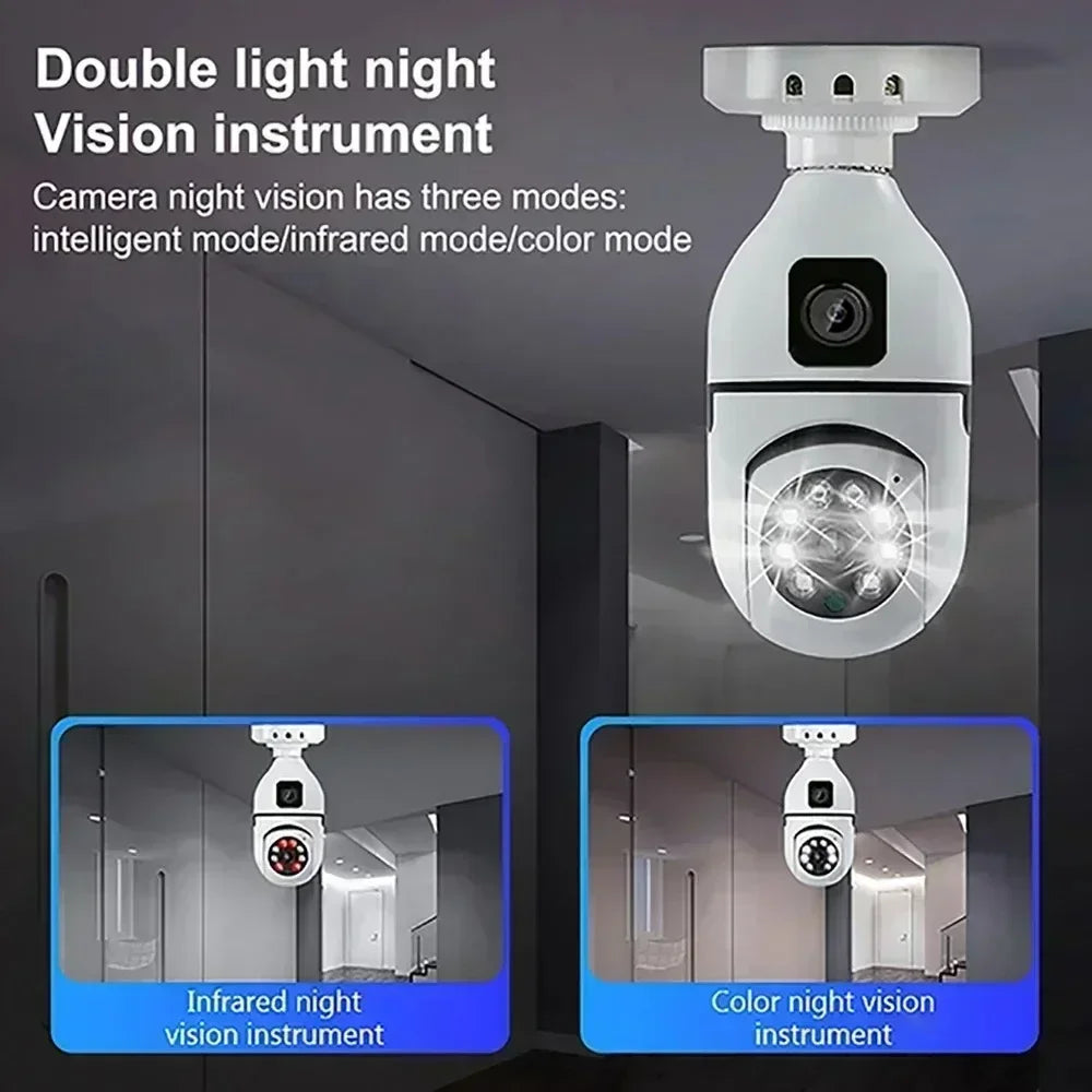 8MP E27 Bulb WIFI Camera Dual Lens Smart Home Surveillance Camera AI Human Tracking Voice Alarm Two-way Audio Color Night Vision TechElect