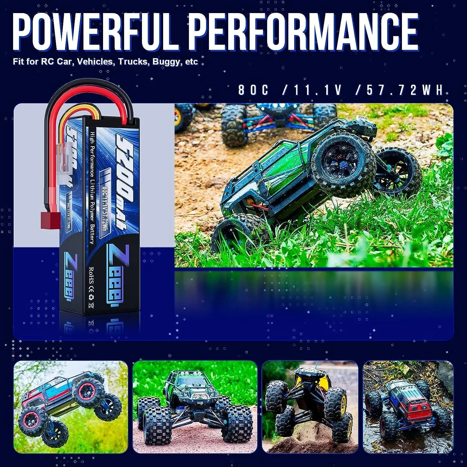 1/2pcs Zeee 3S 5200mAh Lipo Battery 11.1V 80C with T/XT60/EC3/5 Plug Hardcase for RC Car Buggy Truck FPV Drone RC Model Parts Techelectronicx