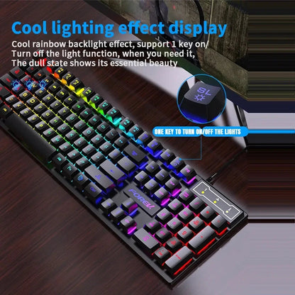 104 key Backlit Mechanical Keyboard Wired Gaming Keyboard waterproof Luminous keyboard And Mouse Set for Gamer PC Laptop Office Techelectronicx
