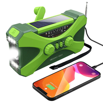 10000mAh Multifunctional Radio Hand Crank Solar USB Charging FM AM WB NOAA Weather Radio Emergency LED Flashlight Torch Power Techelectronicx