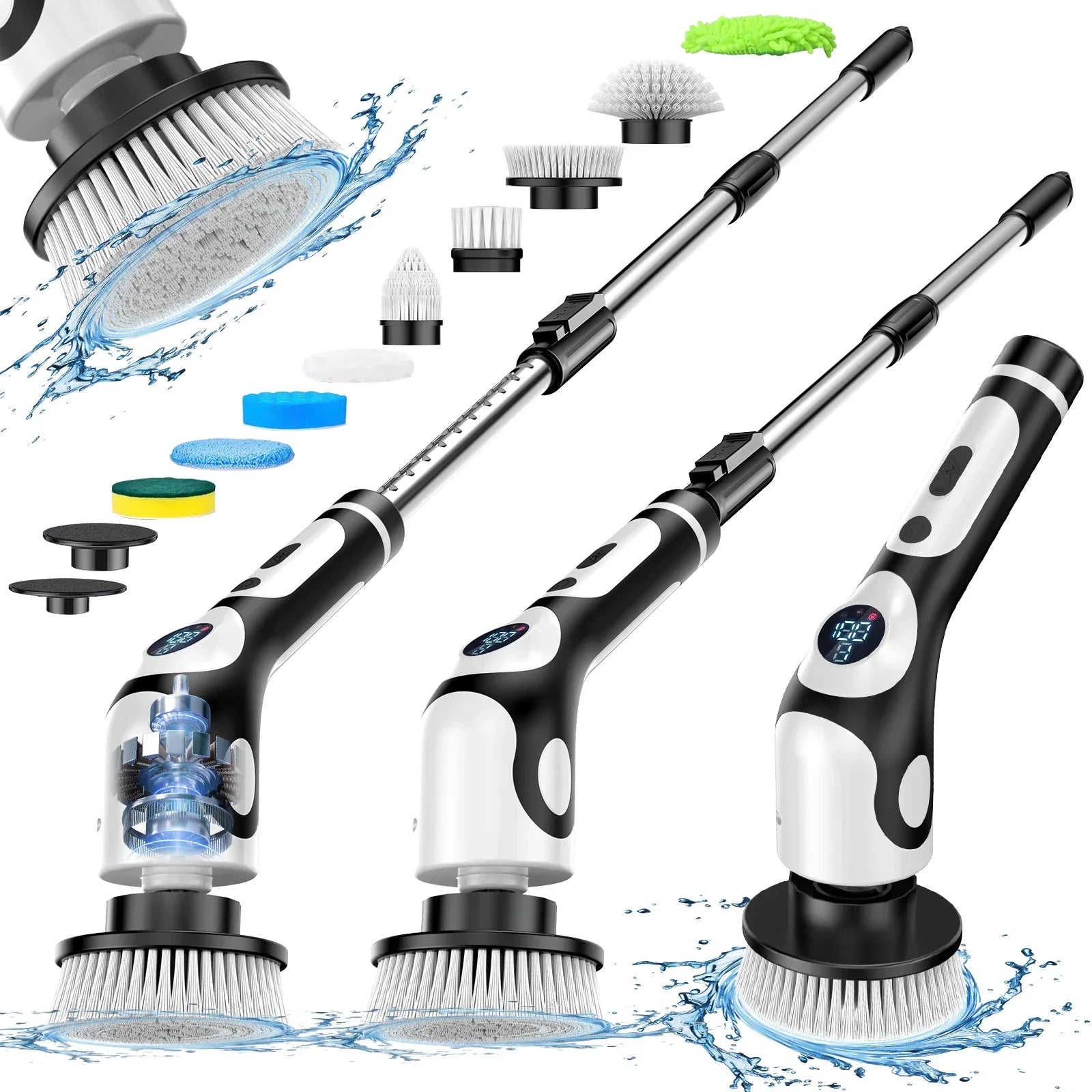 11 in 1 Electric Spin Scrubber Cordless Cleaning Brush with 9 Replaceable Brush Heads for Bathroom Shower Bathtub Glass Car Techelectronicx