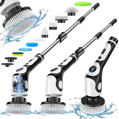 11 in 1 Electric Spin Scrubber Cordless Cleaning Brush with 9 Replaceable Brush Heads for Bathroom Shower Bathtub Glass Car Techelectronicx