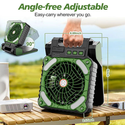 10000mAh Solar Powered Portable Camping LED Lantern With Fan 4 Speeds Powerful Wind Rechargeable Battery Operated 90° Folding Techelectronicx