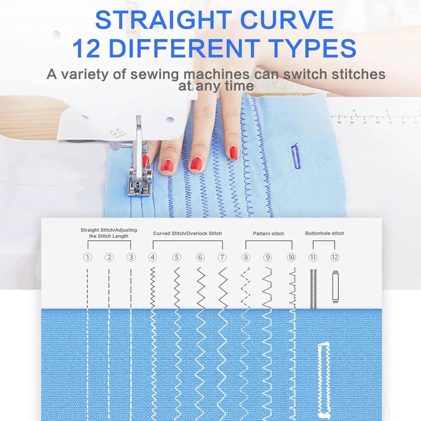 [Hot Sale] Mini Portable Sewing Machine 12 Stitches, Dual Speed Foot Pedal with Sewing Kit, Double Needle for Home/Travel TechElect