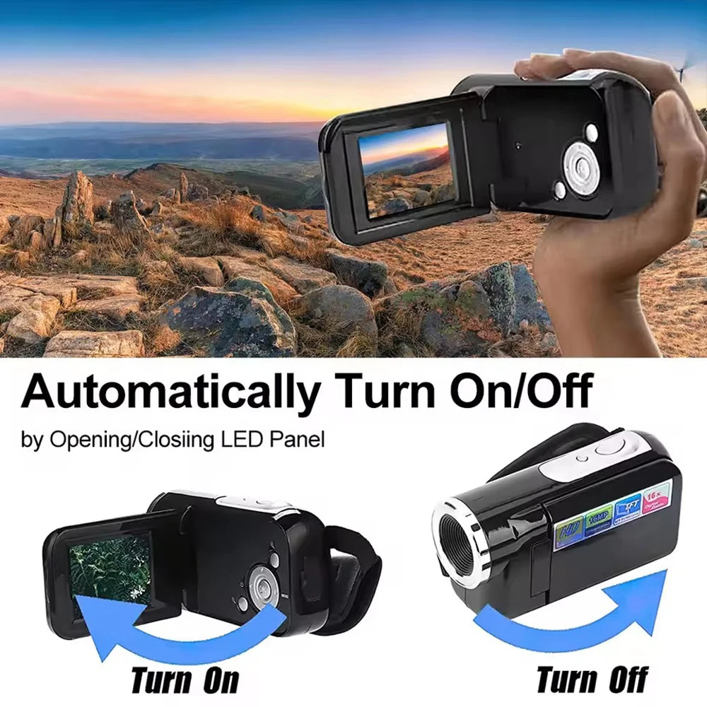 1080P Digital Camera 2 Inch Rotatable Screen Camera 16MP Vlog Camcorder Video Recorder 16x Zoom DV Video Camera with USB Cable - TechElect