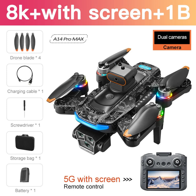 Xiaomi Mijia A14 Pro Max GPS Drone 8K HD Camera Touch Screen Remote Control Quadcopter 360° Obstacle Avoidance Brushless RC Toys Techelectronicx