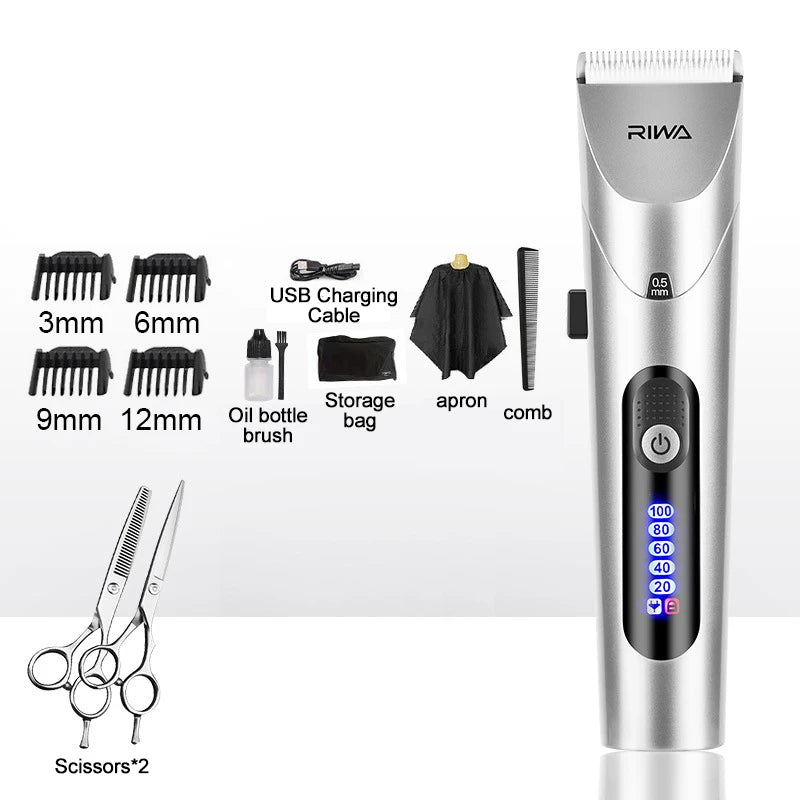 Youpin RIWA Hair Clipper Professional Electric Trimmer For Men With LED Screen Washable Rechargeable Men Strong Power Steel Head Techtronicx