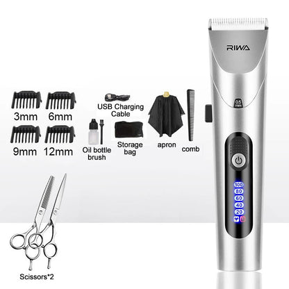 Youpin RIWA Hair Clipper Professional Electric Trimmer For Men With LED Screen Washable Rechargeable Men Strong Power Steel Head Techtronicx