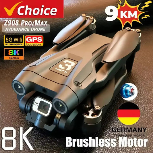 Z908 Pro Max Drone - 8K HD Dual Camera, Brushless, Obstacle Avoidance, 9000M Range, Foldable Quadcopter TechElect