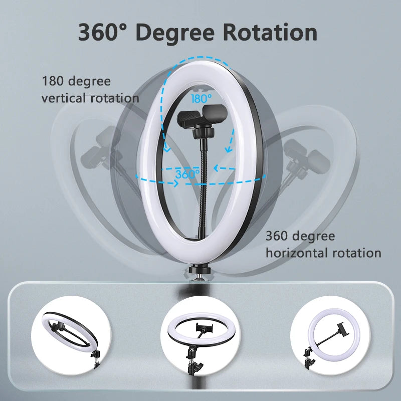 10inch Selfie Ring Light with Optional Tripod, Photography Fill Light Led Ring Lamp Ringlight for Video Recording Live Broadcast TechElect