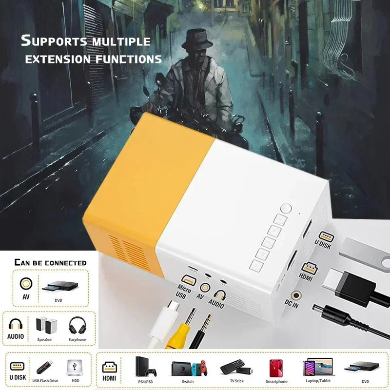YG300 Portable Mini Movie Projector Suitable For Outdoor Camping/ Drive-in/ Home Theater Projectors With 30000 Hours Long Life TechElect
