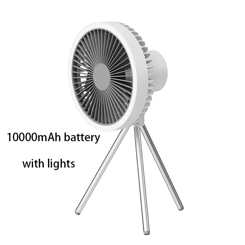 10000mAh Portable Fan Home Outdoor Camping Fan LED Lighting Tripod Stand Desktop with Power Bank Wireless Ceiling Electric Fan Techelectronicx