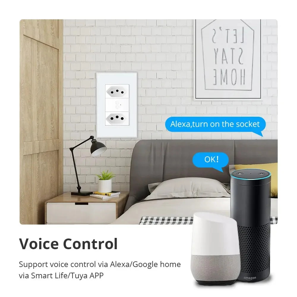 Zemismart Zigbee Smart Socket - Voice Control with Alexa & Google Home, Compatible with Tuya, 10A/20A for Brazil Outlets TechElect