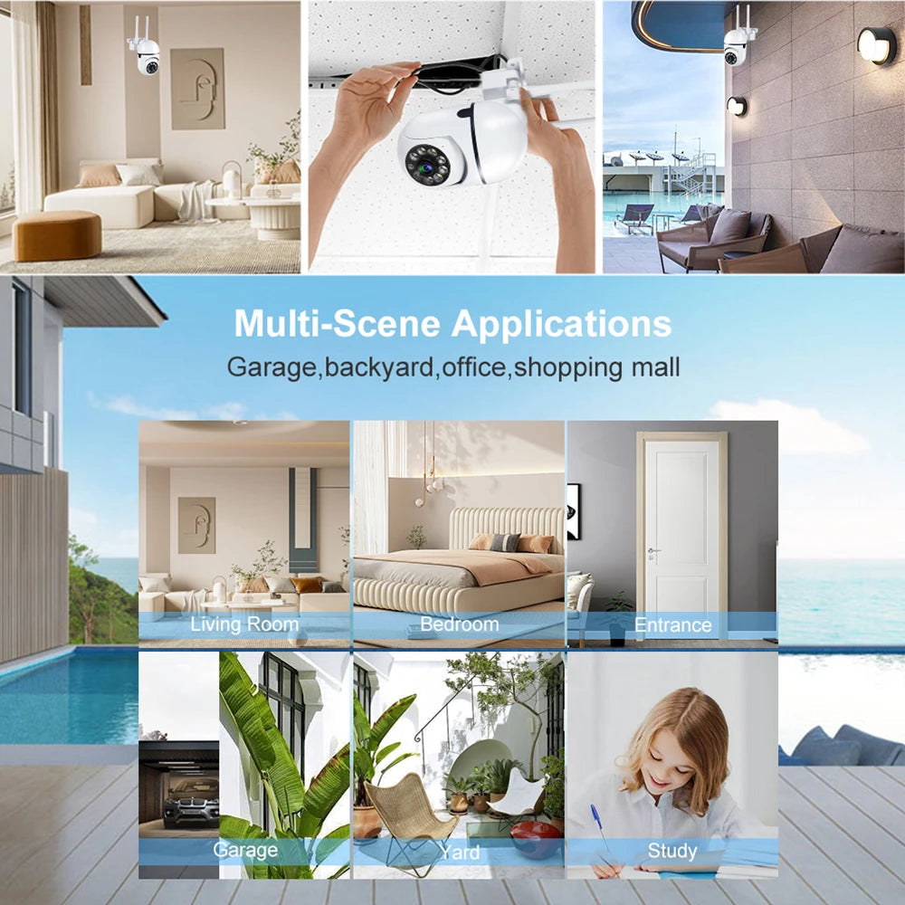 8MP Wifi IP Outdoor Wireless Security Surveillance PTZ Camera 4X Zoom Cameras AI Human Tracking Two-way Audio HD Night Color Cam TechElect