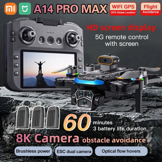Xiaomi Mijia A14Pro max GPS Brushless 8K three Camera Optical Flow Obstacle Avoidance Foldable Quadcopter RC Distance Drone Toys Techelectronicx
