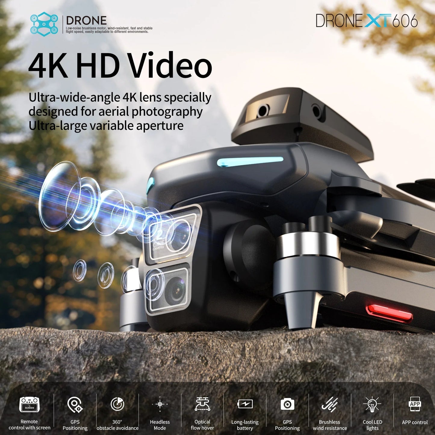 Xiaomi XT606GPS Screen Brushless Aerial Photography Drone 4K HD Dual Camera Brushless Motor 5G WIFI  Remote Control Quadcopter Techelectronicx