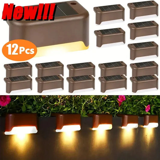 1-12 Pack Solar Deck Lights Outdoor Step Lights Waterproof Led Solar Lamp for Railing Stairs Step Fence Yard Patio and Pathway Techelectronicx