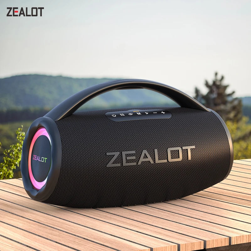 Zealot-S97 80W high power bluetooth speaker portable RGB colorful light waterproof wireless subwoofer 360 stereo surround TWS FM Techelectronicx