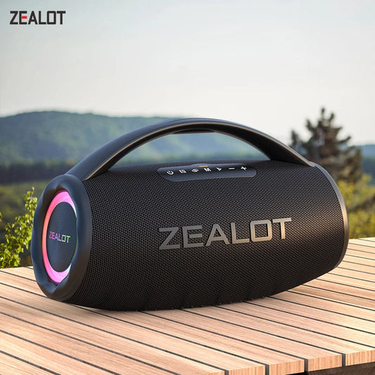 Zealot-S97 80W high power bluetooth speaker portable RGB colorful light waterproof wireless subwoofer 360 stereo surround TWS FM Techelectronicx
