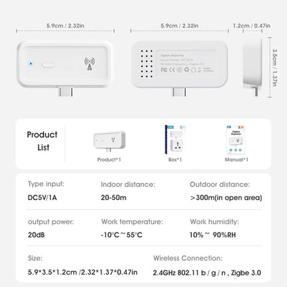 ZigBee Range Extender Works with ZigBee Gateway Hub Type C Smart Home Automation Devices Output Power Up To 20db for Home Office Techelectronicx