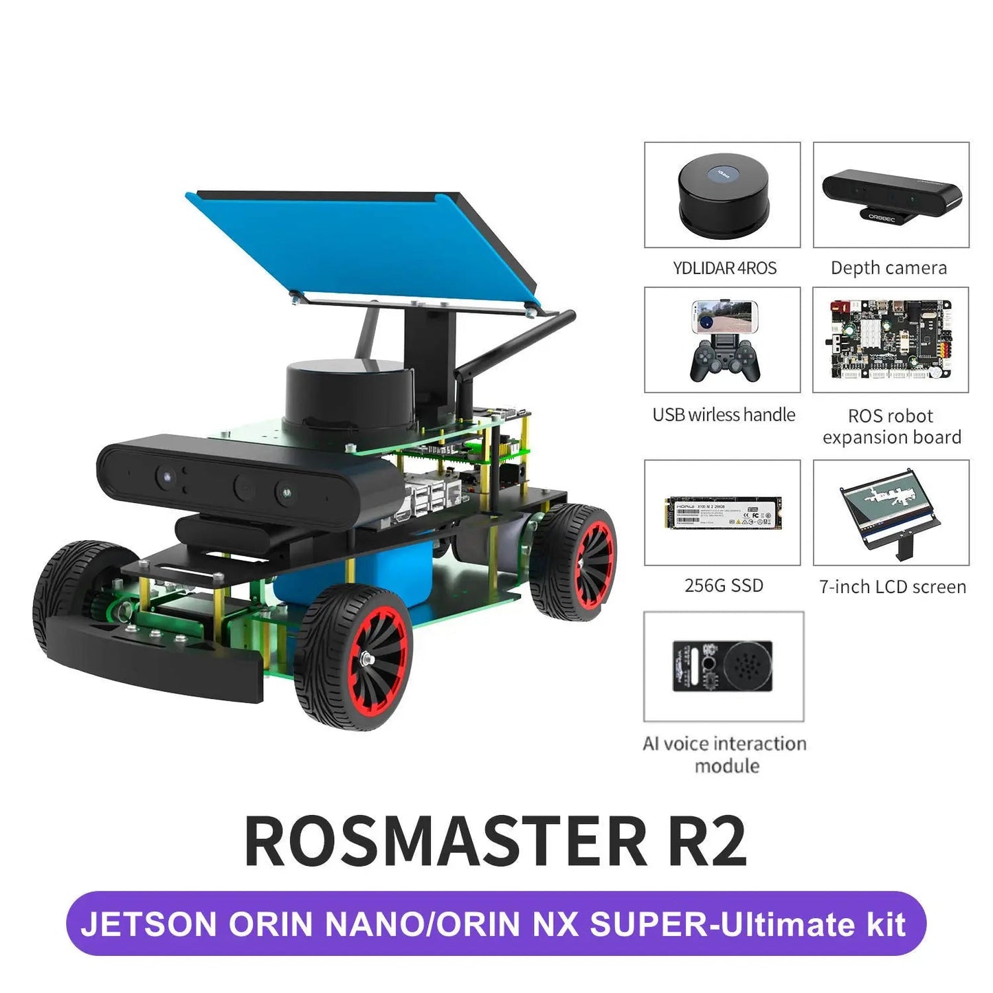 Yahboom ROSMASTER R2 ROS2 Robot Programmable Car Ackerman Structure for Jetson NANO/Orin NX SUPER/Orin NANO SUPER/Raspberry Pi 5 TechElect
