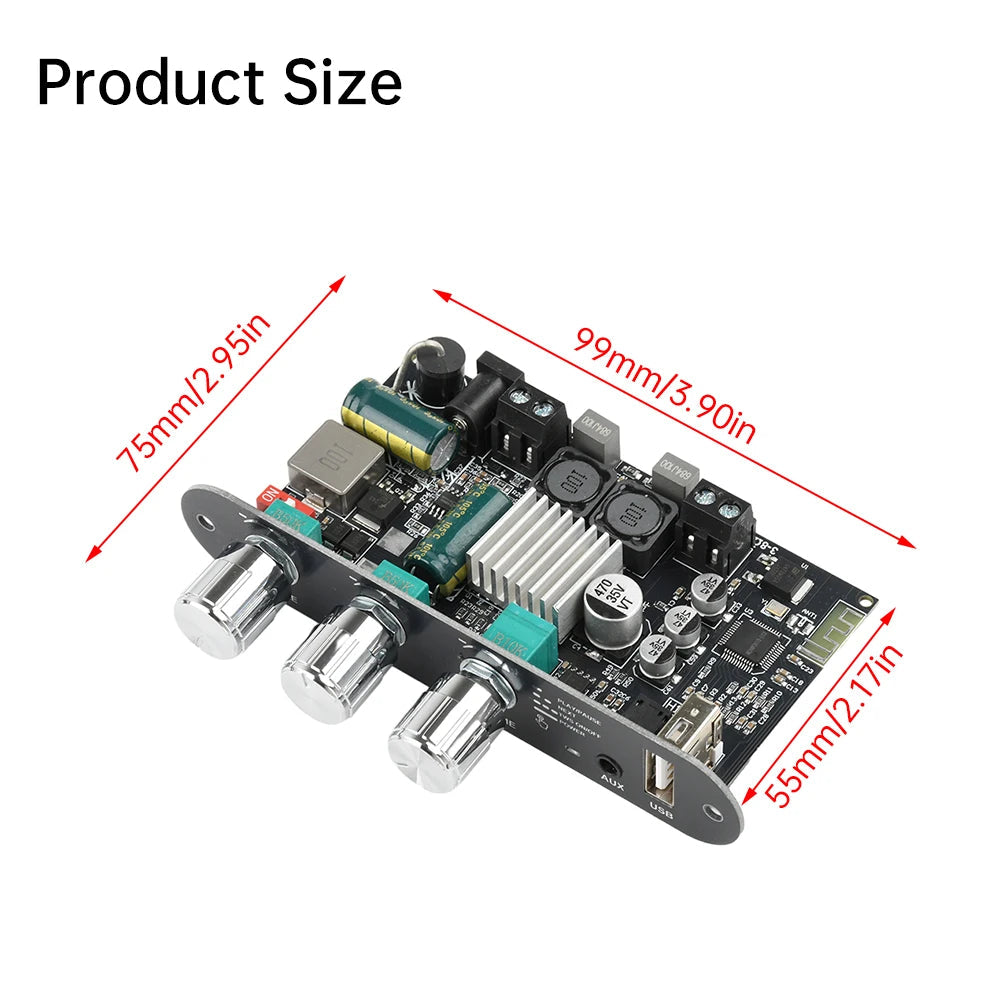 ZK-1001U DC 9-24V Single 100W BT Amplifier Board Module Supports APP Amplifier Chip TPA3116D2 Female Socket 5.5 * 2.1 Interface Techelectronicx