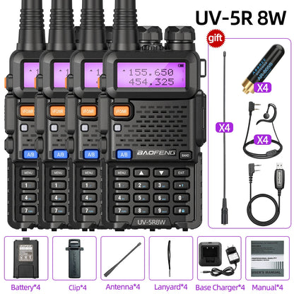 1/2/4 PCS Baofeng UV 5R 8W Walkie Talkie Dual Band VHF UHF Portable FM Amateur 1800mAh UV5R Two way Radio Ham Radio For Climb Techelectronicx