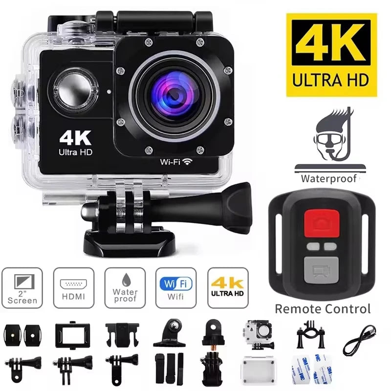 2.0" Action Camera Ultra HD 4K 30FPS WiFi Underwater Cameras Waterproof Helmet Bicycle Video Recording Cameras Outdoor Sport Cam TechElect