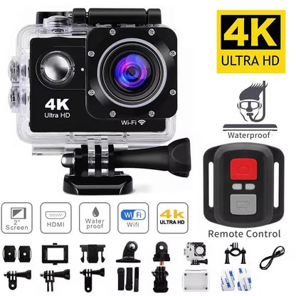 2.0" Action Camera Ultra HD 4K 30FPS WiFi Underwater Cameras Waterproof Helmet Bicycle Video Recording Cameras Outdoor Sport Cam TechElect
