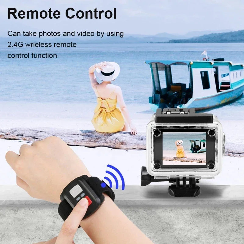 2.0" Action Camera Ultra HD 4K 30FPS WiFi Underwater Cameras Waterproof Helmet Bicycle Video Recording Cameras Outdoor Sport Cam TechElect