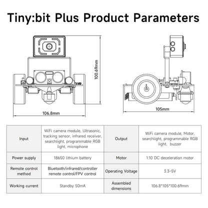 Yahboom Tiny:bit Plus Microbit Robot Car With ESP32 WiFi Camera Module Support APP FPV Control Programmable Toy Kids Coding TechElect