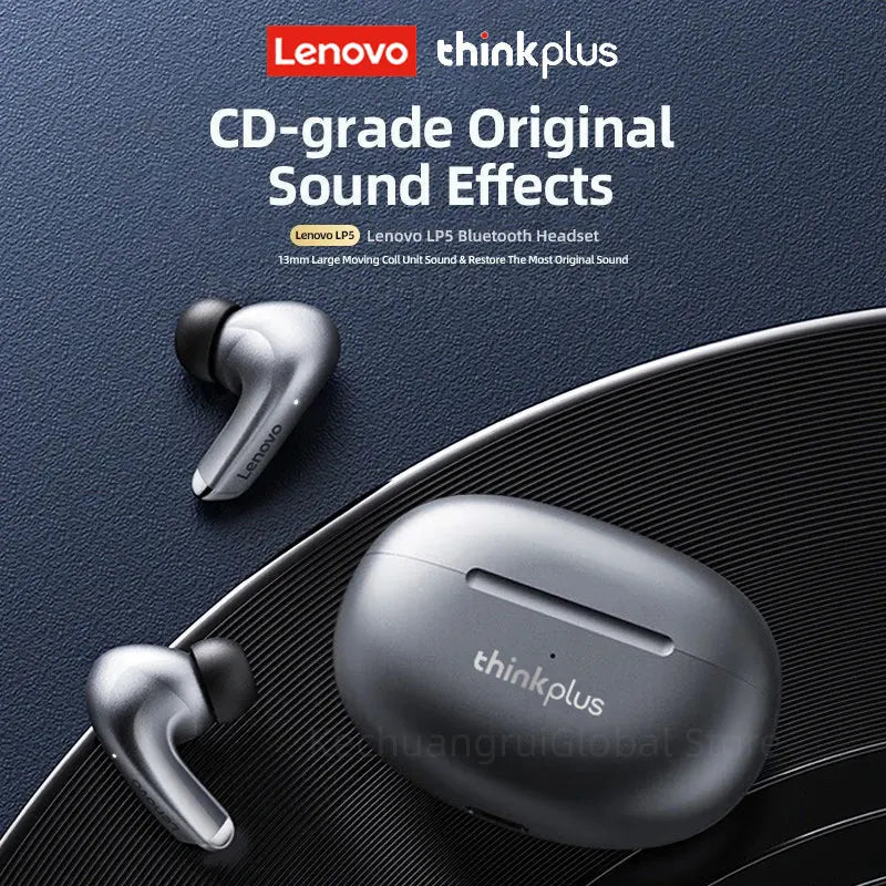 10pcs 100% Original Lenovo LP5 Wireless Bluetooth Earbuds /2pcs lenovolp5 HiFi Music Earphone with Mic Headphones Sports Headset Techelectronicx