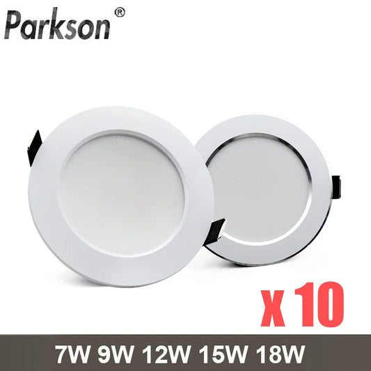 10PCS/lot Recessed led Ceiling LED Downlight AC220V-240V Led Spot Light 18W 15W 12W 9W 7W Recess Round LED Downlight Waterproof Techtronicx