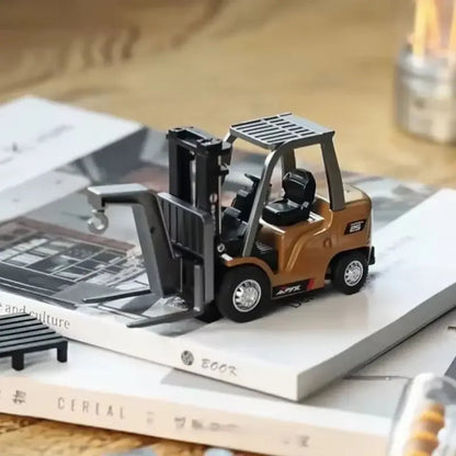 1/64 Scale Remote Controlled Alloy Forklift Toy Car Model - Engineering Vehicle Tabletop Collection Gift For Boys Techelectronicx