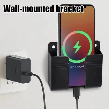 4-1PCS Multifunction Mobile Phone Holder Wall Mounted Storage Box Punch Free Mobile Phone Charging Dock Stand Organizer Brackets Techelectronicx