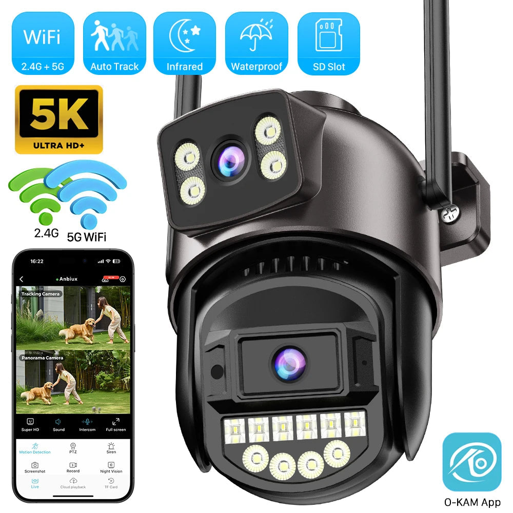 10MP 5K Dual Lens PTZ IP Camera with Dual Screen 8MP Ai Human Detection Auto Tracking Wireless Outdoor Surveillance Camera O-KAM TechElect